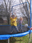 Aylin and Thalia on the trampoline.